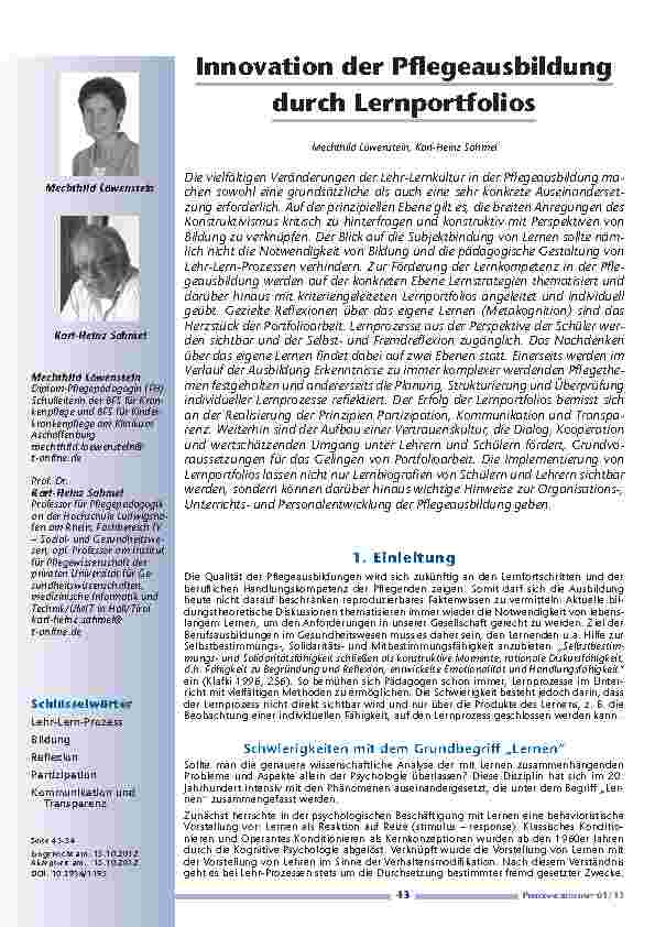 [doc_201274] Innovation der Pflegeausbildung durch Lernportfolios