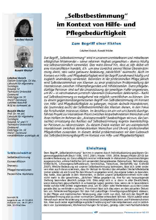 [doc_201125] „Selbstbestimmung“ im Kontext von Hilfeund Pflegebedürftigkeit – Zum Begriff einer Fiktion