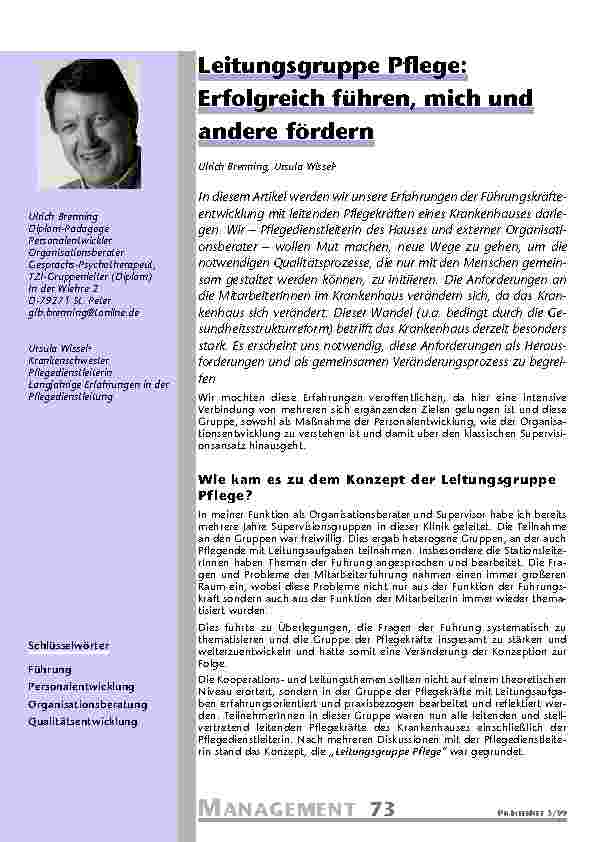 Leitungsgruppe Pflege: Erfolgreich führen, mich und andere fördern