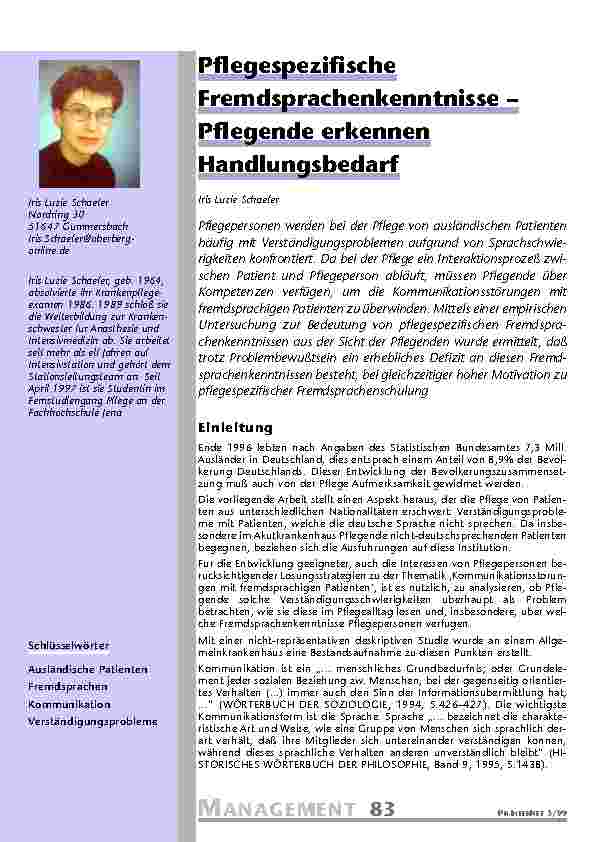Pflegespezifische Fremdsprachenkenntnisse – Pflegende erkennen Handlungsbedarf