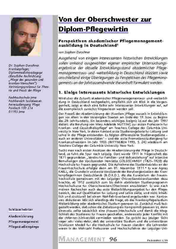 Von der Oberschwester zur Diplom-Pflegewirtin