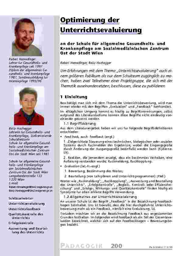 Optimierung der Unterrichtsevaluierung