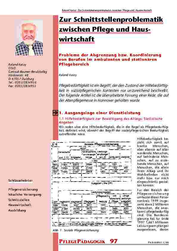 Zur Schnittstellenproblematik zwischen Pflege und Haus-wirtschaft