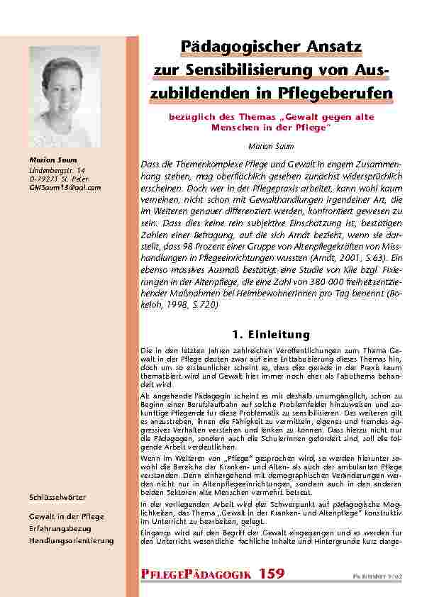 [doc_200811] Pädagogischer Ansatz zur Sensibilisierung von Auszubildenden in Pflegeberufen