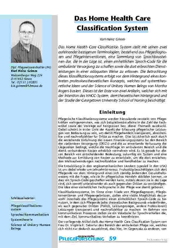 Das Home Health Care Classification System