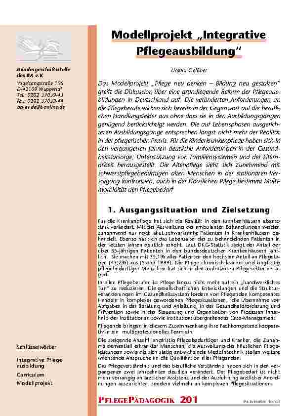 [doc_200802] Modellprojekt „Integrative Pflegeausbildung“