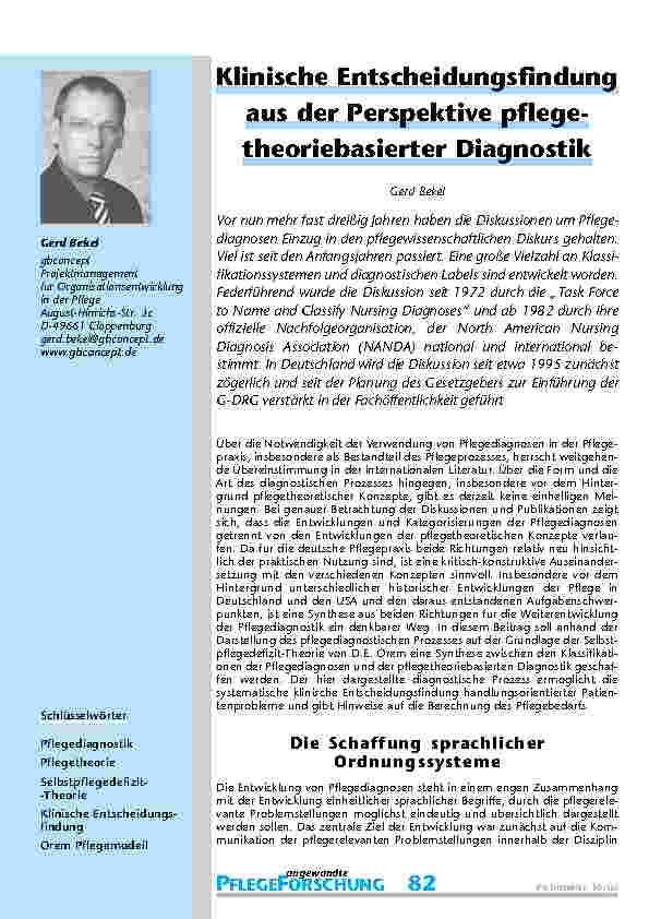[doc_200794] Klinische Entscheidungsfindung aus der Perspektive pflegetheoriebasierter Diagnostik