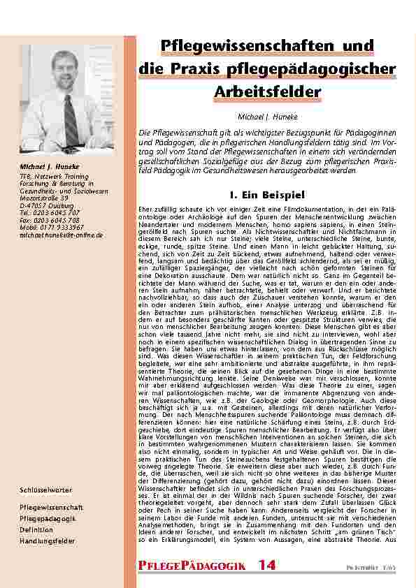 Pflegewissenschaften und die Praxis pflegepädagogischer Arbeitsfelder