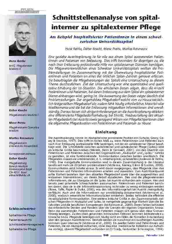 [doc_200677] Schnittstellenanalyse von spitalinternerzu spitalexterner Pflege