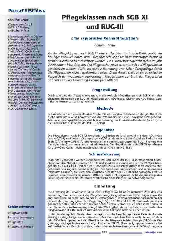 [doc_200667] Pflegeklassen nach SGB XIund RUG-III