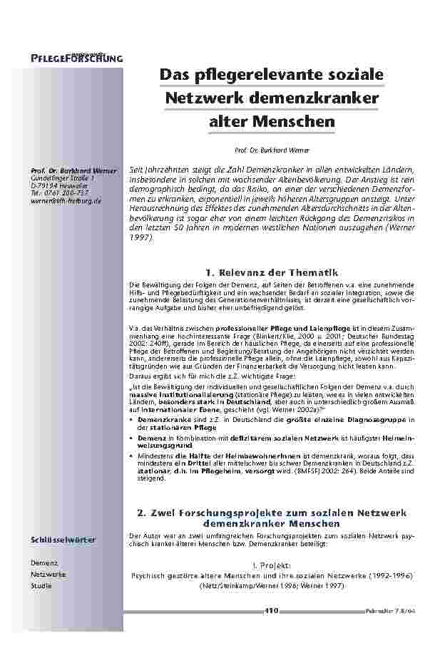 [doc_200640] Das pflegerelevante sozialeNetzwerk demenzkrankeralter Menschen