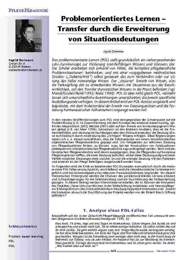 [doc_200632] Problemorientiertes Lernen –Transfer durch die Erweiterungvon Situationsdeutungen