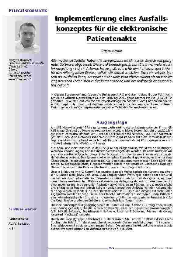 Implementierung eines Ausfallskonzeptes für die elektronischePatientenakte
