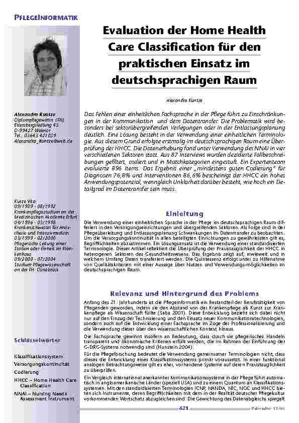[doc_200613] Evaluation der Home HealthCare Classification für denpraktischen Einsatz imdeutschsprachigen Raum