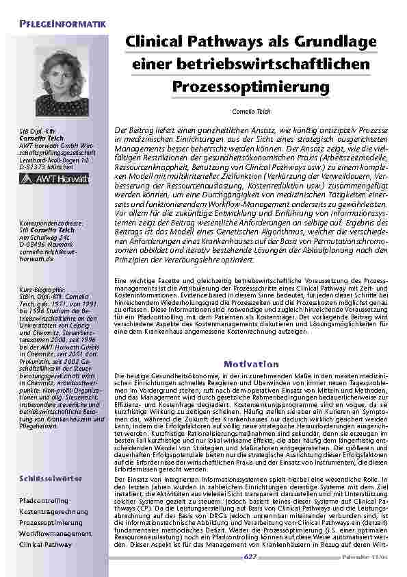 [doc_200611] Clinical Pathways als Grundlageeiner betriebswirtschaftlichenProzessoptimierung