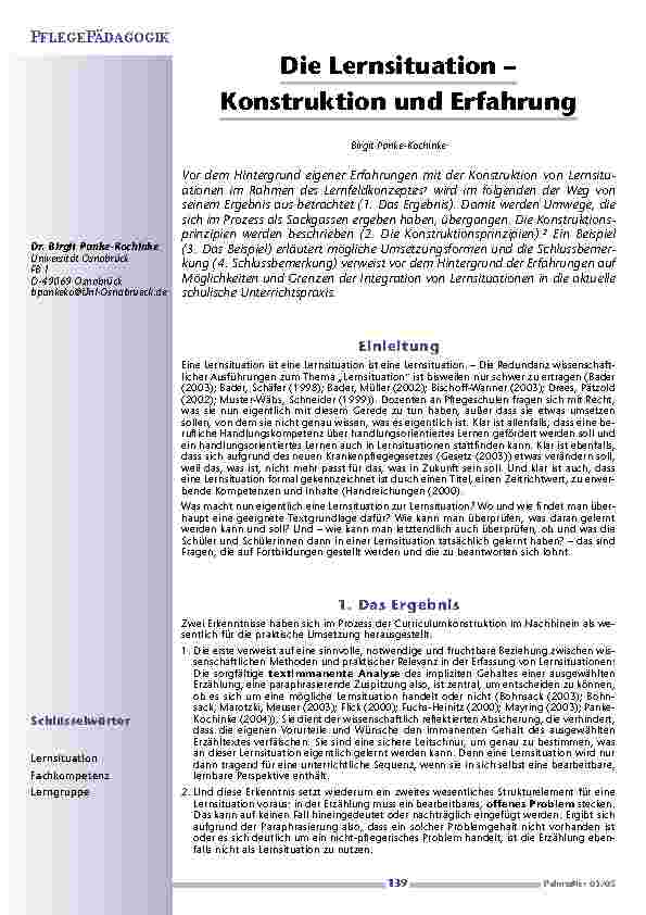 [doc_200582] Die Lernsituation –Konstruktion und Erfahrung
