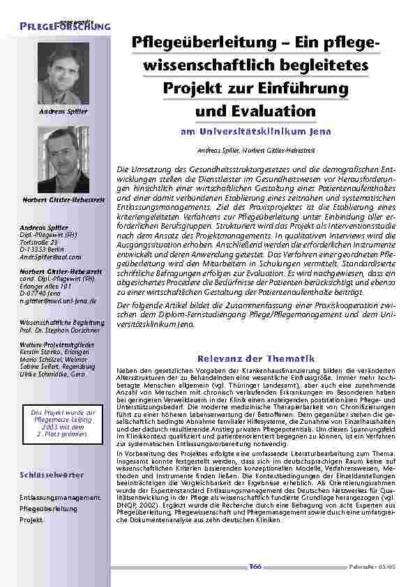 [doc_200580] Pflegeüberleitung – Ein pflegewissenschaftlichbegleitetes Projekt zur Einführungund Evaluation