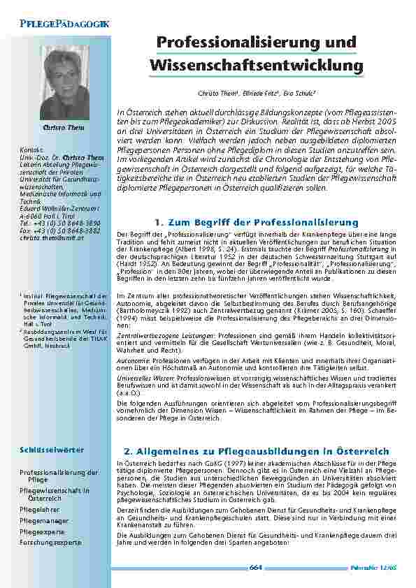 [doc_200516] Professionalisierung undWissenschaftsentwicklung