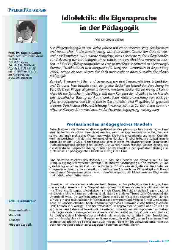 [doc_200515] Idiolektik: die Eigensprache in der Pädagogik