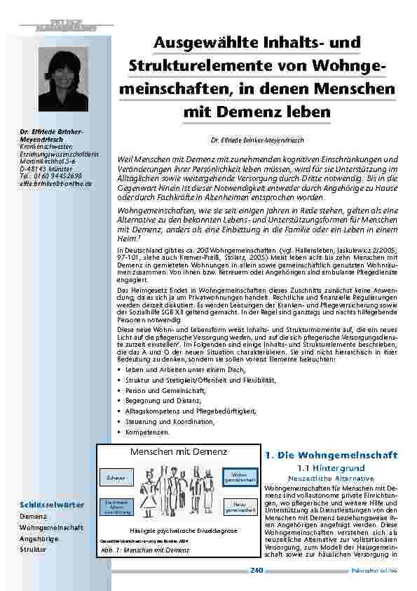 [doc_200478] Ausgewählte Inhaltsund Strukturelemente von Wohngemeinschaften, in denen Menschenmit Demenz leben