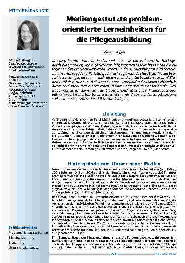 [doc_200477] Mediengestützte problemorientierte Lerneinheiten für die Pflegeausbildung