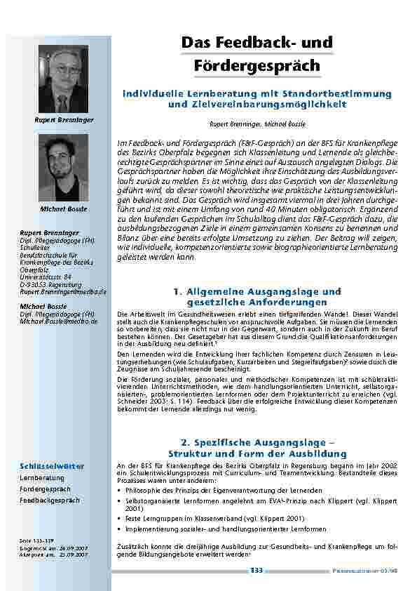 [doc_200316] Das Feedbackund Fördergespräch - individuelle Lernberatung mit Standortbestimmung und Zielvereinbarungsmöglichkeit