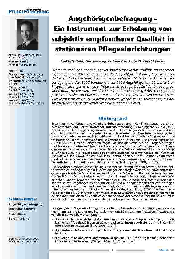 [doc_200264] Angehörigenbefragung – Ein Instrument zur Erhebung von subjektiv empfundener Qualität in stationären Pflegeeinrichtungen
