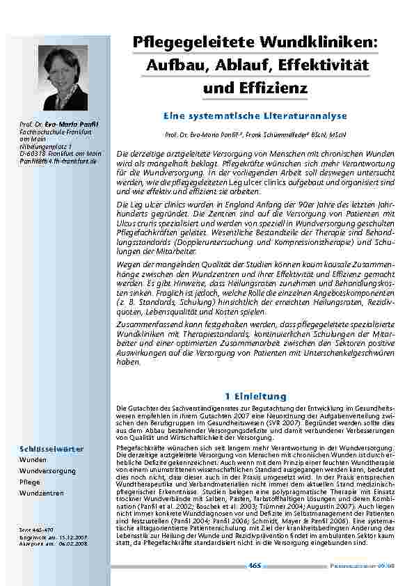 [doc_200224] Pflegegeleitete Wundkliniken: Aufbau, Ablauf, Effektivität und Effizienz - Eine systematische Literaturanalyse