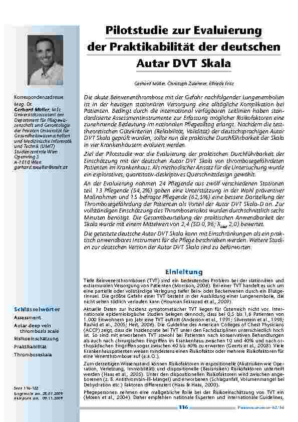 [doc_200092] Pilotstudie zur Evaluierung der Praktikabilität der deutschen Autar DVT Skala