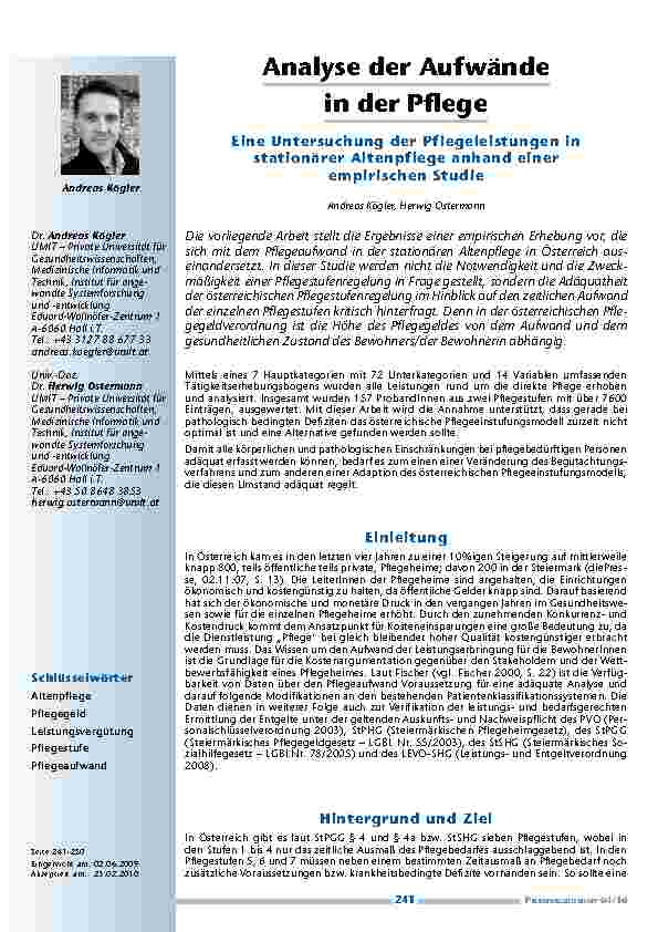 [doc_200068] Analyse der Aufwände in der Pflege – Eine Untersuchung der Pflegeleistungen in stationärer Altenpflege anhand einer empirischen Studie