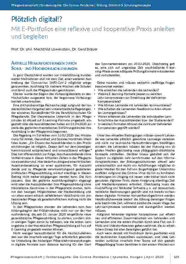 [doc_196814] Plötzlich digital! ? Mit E-Portfolios eine reflexive und kooperative Praxis anleiten und begleiten