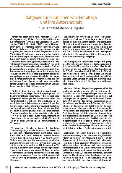 Ratgeber zur Häuslichen Krankenpflege und ihre Autorenschaft. Zum Titelbild dieser Ausgabe.