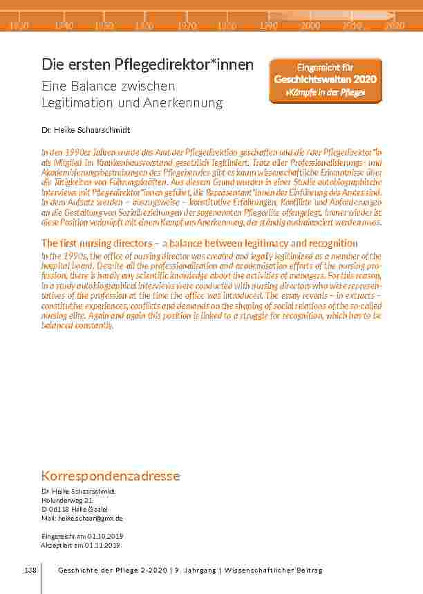 Die ersten Pflegedirektor*innen: Eine Balance zwischen Legitimation und Anerkennung