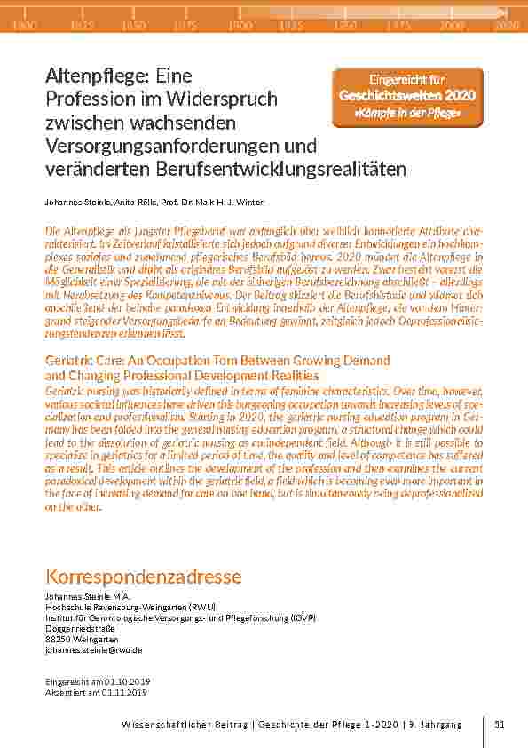 Altenpflege: Eine Profession im Widerspruch zwischen wachsenden Versorgungsanforderungen und veränderten Berufsentwicklungsrealitäten