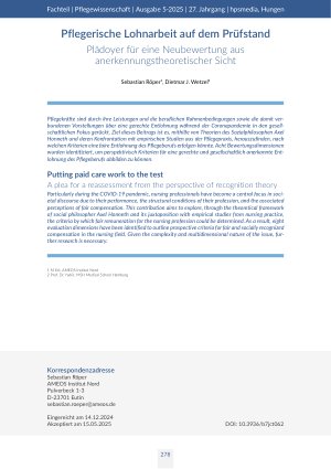[doc_568139] Pflegerische Lohnarbeit auf dem Prüfstand Plädoyer für eine Neubewertung aus anerkennungstheoretischer Sicht