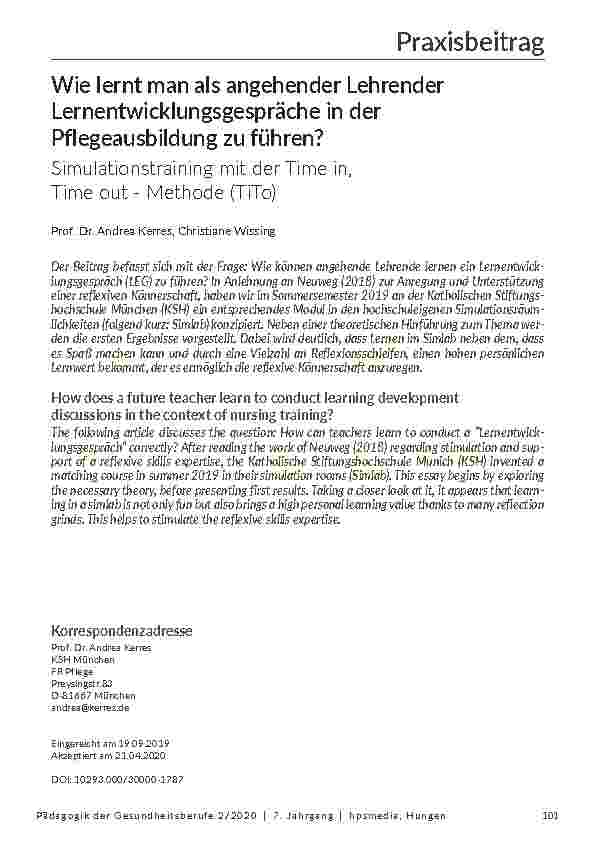 [doc_203784] Wie lernt man als angehender Lehrender Lernentwicklungsgespräche in der Pflegeausbildung zu führen?