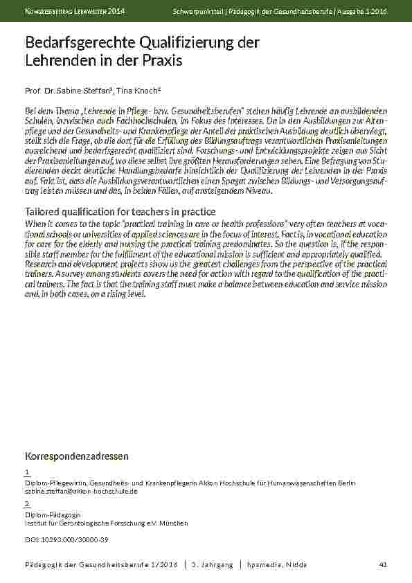 [doc_201963] Bedarfsgerechte Qualifizierung der Lehrenden in der Praxis