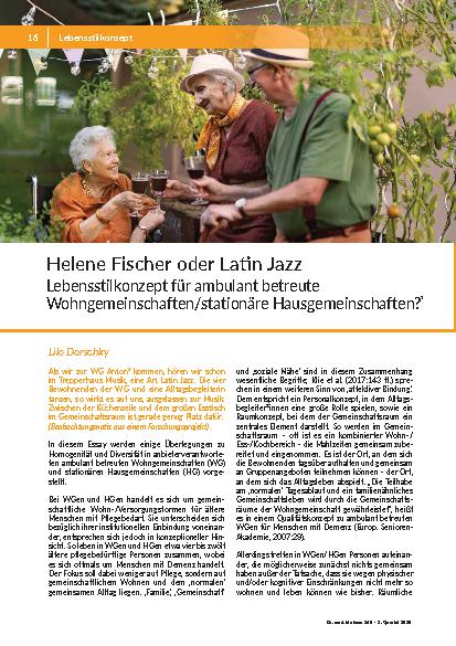 [doc_349686] Helene Fischer oder Latin Jazz Lebensstilkonzept für ambulant betreute Wohngemeinschaften/stationäre Hausgemeinschaften? ¹
