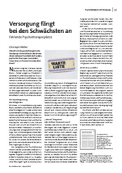 [doc_323181] Versorgung fängt bei den Schwächsten an. Fehlende Psychotherapieplätze.