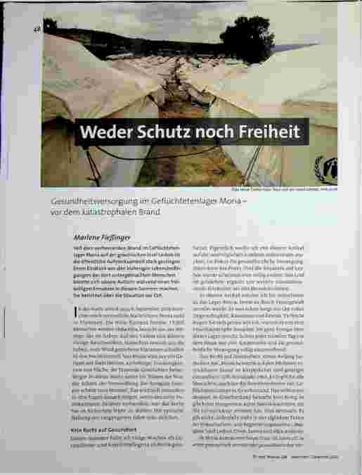 [doc_206281] Weder Schutz noch Freiheit: Gesundheitsversorgung im Geflüchtetenlager Moria - vor dem katastrophalen Brand