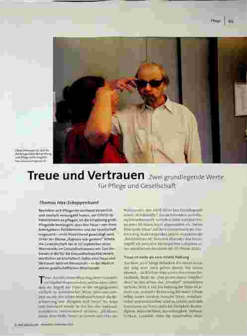 [doc_206280] Treue und Vertrauen: Zwei grundlegende Werte für Pflege und Gesellschaft.