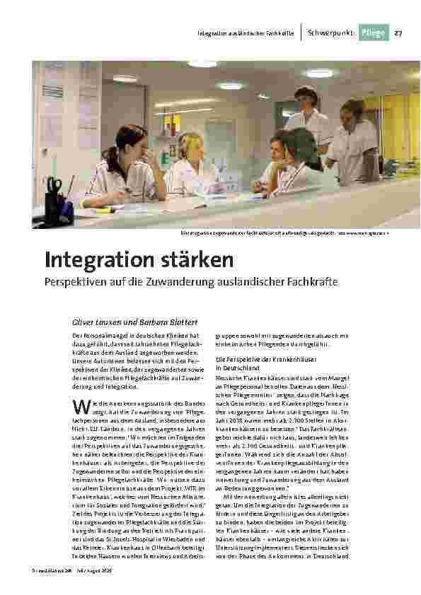 [doc_203542] Integration stärken: Perspektiven auf die Zuwanderung ausländischer Fachkräfte