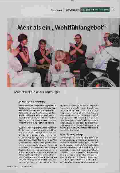 Mehr als ein „Wohlfühlangebot“ Musiktherapie in der Onkologie
