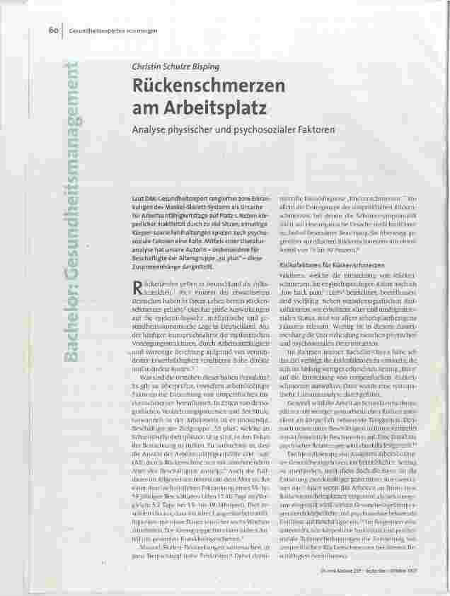 Rückenschmerzen am Arbeitsplatz
