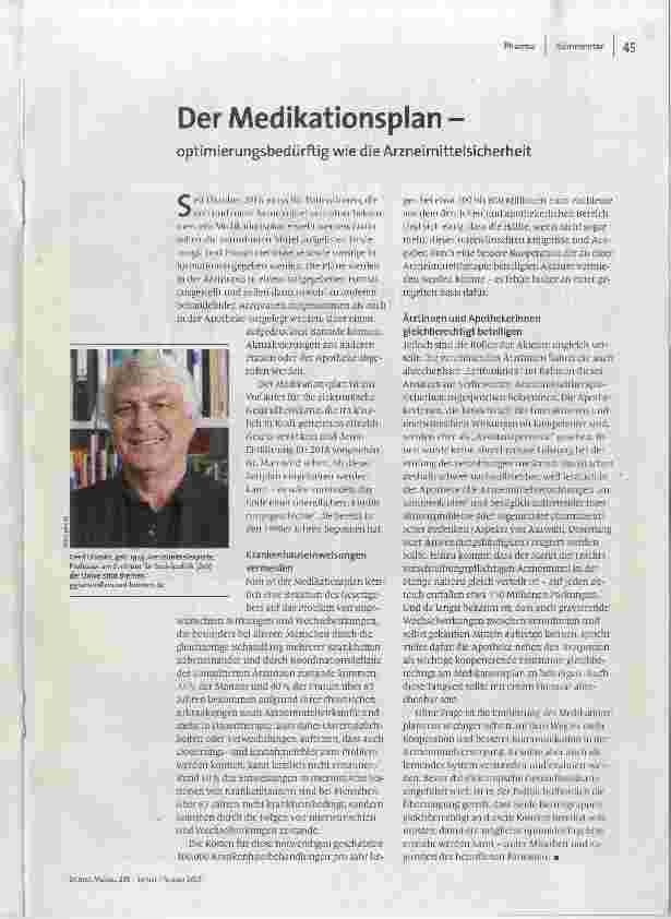 Der Medikationsplan optimierungsbedürftig wie die Arzneimittelsicherheit