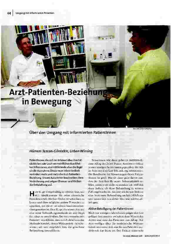 [doc_148558] Arzt-Patienten-Beziehung in Bewegung