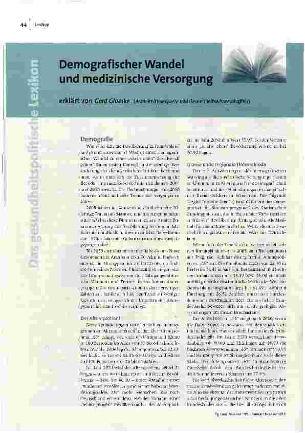 [doc_130527] Demografischer Wandel und medizinische Versorgung