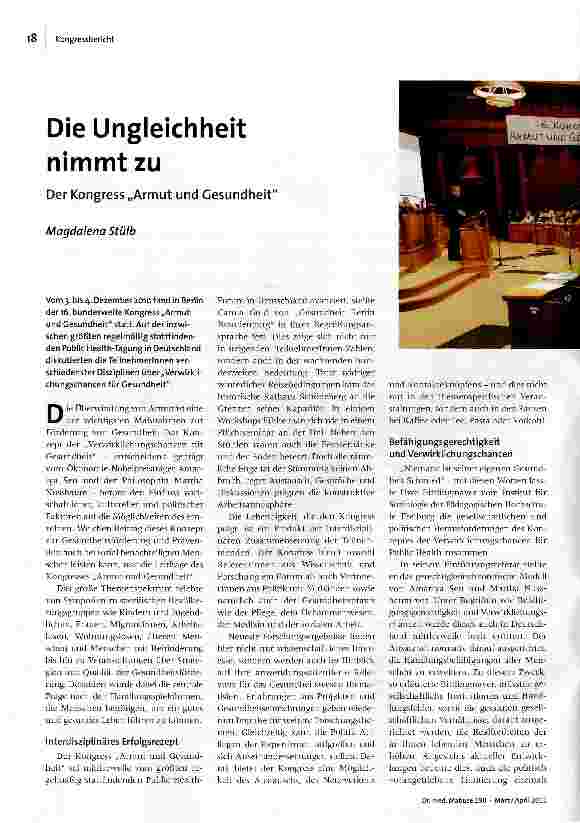 Die Ungleichheit nimmt zu Der Kongress „Armut und Gesundheit