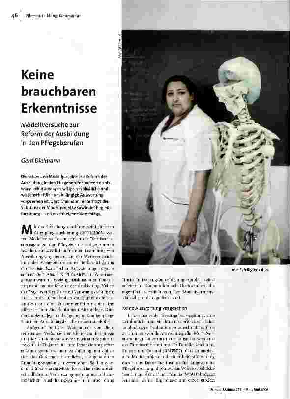 Keine brauchbaren ErkenntnisseModellversuche zur Reform der Ausbildung in den Pflegeberufen