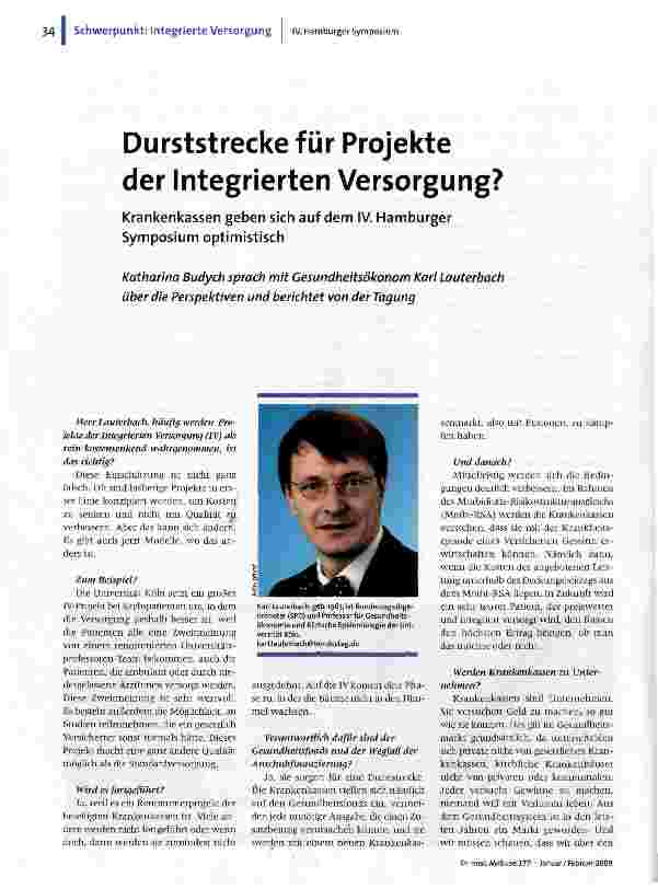 Durststrecke für Projekte der Integrierten Versorgung?